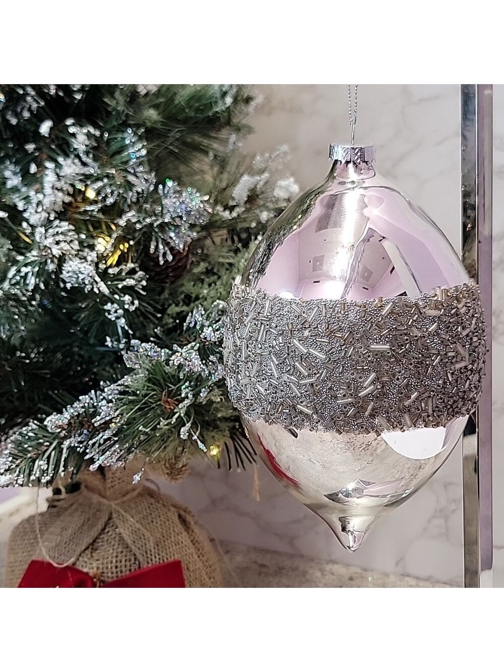 Huge Oversized Vintage Silver Christmas ornament